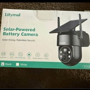 Black Solar-Powered Battery Camera